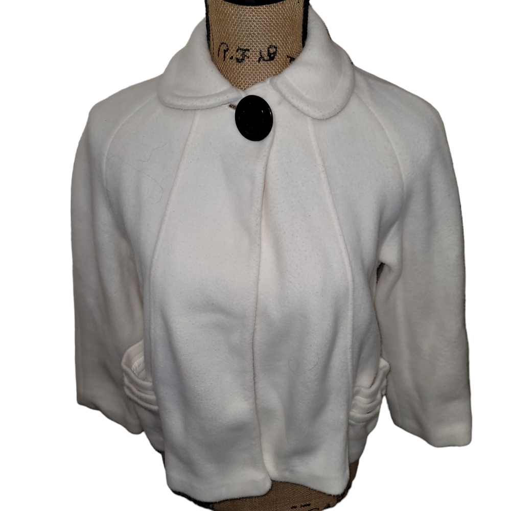 Antique 1960s Cape Style White Jacket Womens SMALL Union Label Retroglam Mobwife